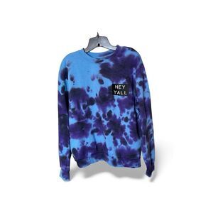 Addison Rae Hey Y'All Blue and Purple Tie Dye Crew Neck Sweatshirt Size Small